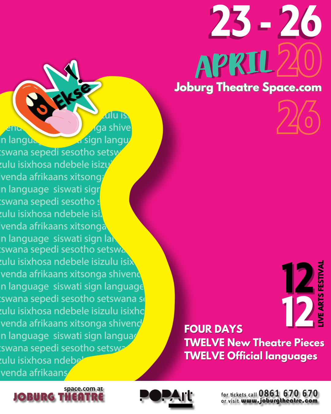 12/12 MULTI-LINGUAL FESTIVAL : 23 - 26 APRIL at the JOBURG THEATRE SPACE.COM