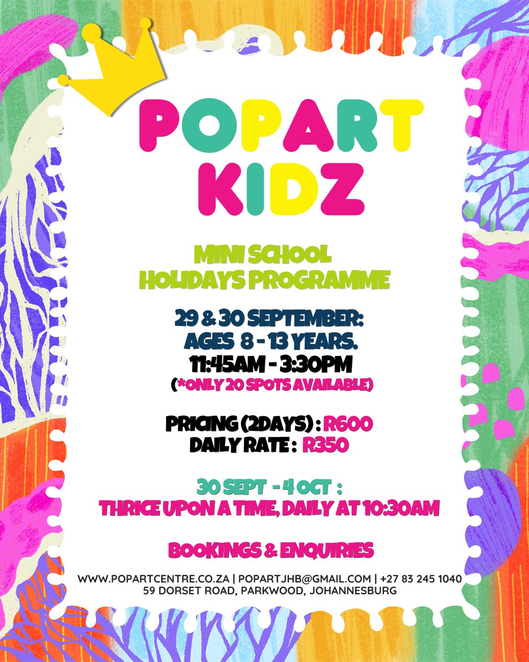SEPTEMBER KIDZ HOLIDAY ART CLUB